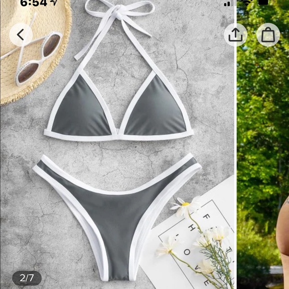 Zaful High Cut Contrast Piping Bikini Set - Picture 3 of 5